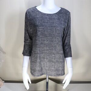 Apt 9 Bell 3 4 Sleeve Plaid Gray Blouse Small Back To The Office